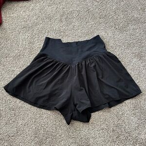High-Waist Black Flared Women’s Skort